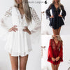 Robe en mousseline Criss Cross Crochet Dentelle à manches longues - Couleurs Lagon