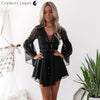 Robe en mousseline Criss Cross Crochet Dentelle à manches longues - Couleurs Lagon