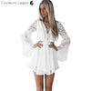Robe en mousseline Criss Cross Crochet Dentelle à manches longues - Couleurs Lagon