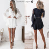 Robe en mousseline Criss Cross Crochet Dentelle à manches longues - Couleurs Lagon