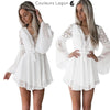 Robe en mousseline Criss Cross Crochet Dentelle à manches longues - Couleurs Lagon