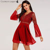 Robe en mousseline Criss Cross Crochet Dentelle à manches longues - Couleurs Lagon