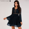 Robe en mousseline Criss Cross Crochet Dentelle à manches longues - Couleurs Lagon