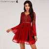 Robe en mousseline Criss Cross Crochet Dentelle à manches longues - Couleurs Lagon
