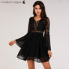 Robe en mousseline Criss Cross Crochet Dentelle à manches longues - Couleurs Lagon