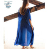 Robe Tunique de plage longue SANTORINO - Couleurs Lagon - dos