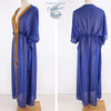 Robe Tunique de plage longue SANTORINO - Couleurs Lagon - manequin 3/4 av et dos