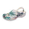 Sabots Femmes Blanc Floral Libellule - Couleurs Lagon