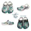 Sabots Femmes Blanc Floral Libellule - Couleurs Lagon