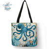 Sac Fourre Tout Vie sur Carte Marine carré 40cm 16" - Couleurs Lagon