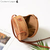 Sac Rotin Bandoulière Fermeture Cuir - Couleurs Lagon