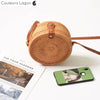 Sac Rotin Bandoulière Fermeture Cuir - Couleurs Lagon