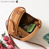 Sac Rotin Bandoulière Fermeture Cuir - Couleurs Lagon
