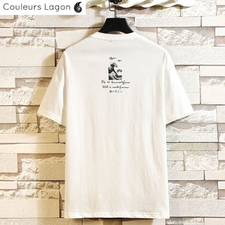T-shirt Homme Grande Vague KANAGAWA - Couleurs Lagon - dos blanc