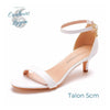 Talon Aiguille Simili Cuir Blanc Bande Etroite Talon Fin T5-11cm - Couleurs Lagon