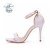 Talon Aiguille Simili Cuir Blanc Bande Etroite Talon Fin T5-11cm - Couleurs Lagon