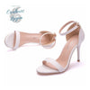 Talon Aiguille Simili Cuir Blanc Bande Etroite Talon Fin T5-11cm - Couleurs Lagon
