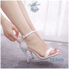 Talon Aiguille Simili Cuir Blanc Bande Etroite Talon Fin T5-11cm - Couleurs Lagon