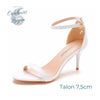 Talon Aiguille Simili Cuir Blanc Bande Etroite Talon Fin T5-11cm - Couleurs Lagon