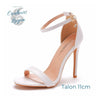 Talon Aiguille Simili Cuir Blanc Bande Etroite Talon Fin T5-11cm - Couleurs Lagon