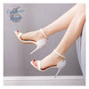 Talon Aiguille Simili Cuir Blanc Bande Etroite Talon Fin T5-11cm - Couleurs Lagon