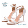Talon Aiguille Simili Cuir Blanc Bande Etroite Talon Fin T5-11cm - Couleurs Lagon
