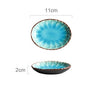 Vaisselle en porcelaine céramique Glaçage Craquelé BLEU LAGON - Couleurs Lagon - plat ovale mini 11x2cm