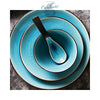 Vaisselle en porcelaine céramique Glaçage Craquelé BLEU LAGON - Couleurs Lagon - jeu d'assiettes