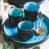 Vaisselle en porcelaine céramique Glaçage Craquelé BLEU LAGON - Couleurs Lagon - service de thé