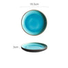 Vaisselle en porcelaine céramique Glaçage Craquelé BLEU LAGON - Couleurs Lagon - 18.5cm