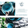 Vaisselle en porcelaine céramique Glaçage Craquelé BLEU LAGON - Couleurs Lagon - gros plan noir mat vitrifié