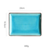 Vaisselle en porcelaine céramique Glaçage Craquelé BLEU LAGON - Couleurs Lagon - plat 16.5x24cm