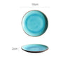 Vaisselle en porcelaine céramique Glaçage Craquelé BLEU LAGON - Couleurs Lagon - 18cm