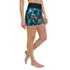 Yoga Short Taille Haute Bleu Bénitier FISH 1 poche - Couleurs Lagon