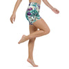 Yoga Shorts PF2-2 FLORAL 1 poche taille haute florale - Couleurs Lagon