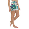 Yoga Shorts PF2-2 FLORAL 1 poche taille haute florale - Couleurs Lagon