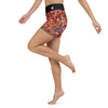 Yoga Shorts Taille Haute Gorgones Rouge DRAGON FISH 1 poche ceinture noire - Couleurs Lagon