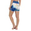Yoga Shorts Taille Haute TIE DYE OCEAN - 1 poche ceinture bleu outremer - Couleurs Lagon
