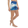 Yoga Shorts Taille Haute TIE DYE OCEAN - 1 poche ceinture bleu outremer - Couleurs Lagon