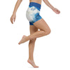 Yoga Shorts Taille Haute TIE DYE OCEAN - 1 poche ceinture bleu outremer - Couleurs Lagon