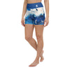 Yoga Shorts Taille Haute TIE DYE OCEAN - 1 poche ceinture bleu outremer - Couleurs Lagon