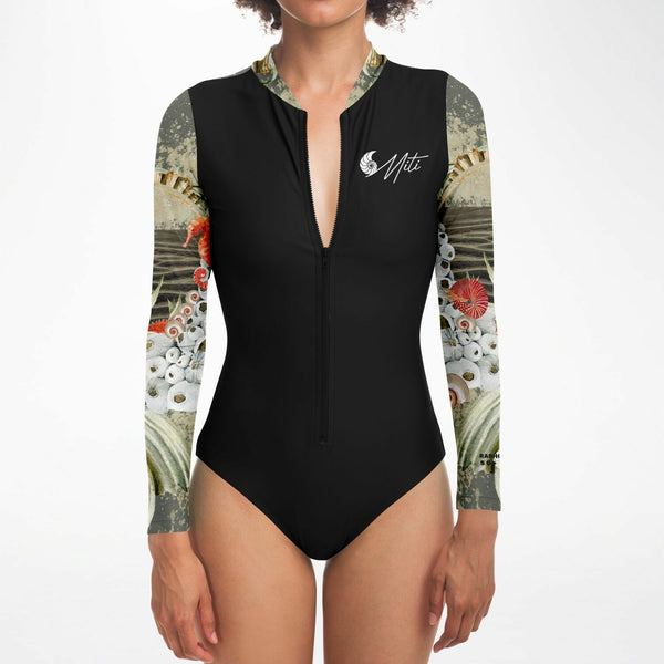 zip av - Combi surf manches longues MITI caraco Coquillages Couleurs Lagon