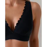 Bikini taille haute deux pièces femme noir vert - Couleurs Lagon - av top noir