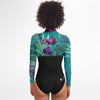 dos - Combi surf manches longues MITI caraco Orchidees Turquoise Couleurs Lagon