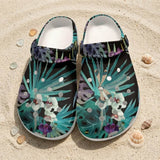 Sabots Crocs Homme Noir Floral Libellule | Chaussures Plage EVA Légères | Couleurs Lagon — vue de dessus