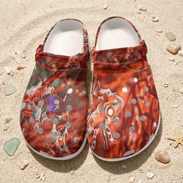 Sabots Crocs Homme Gorgones Rouge | Chaussures Plage EVA Légères | Couleurs Lagon — vue de dessus