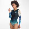 pose - Combi surf manches longues MITI caraco Bleu Marine Couleurs Lagon
