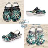 Sabots Crocs Homme Noir Floral Libellule | Chaussures Plage EVA Légères | Couleurs Lagon — vue d'ensemble
