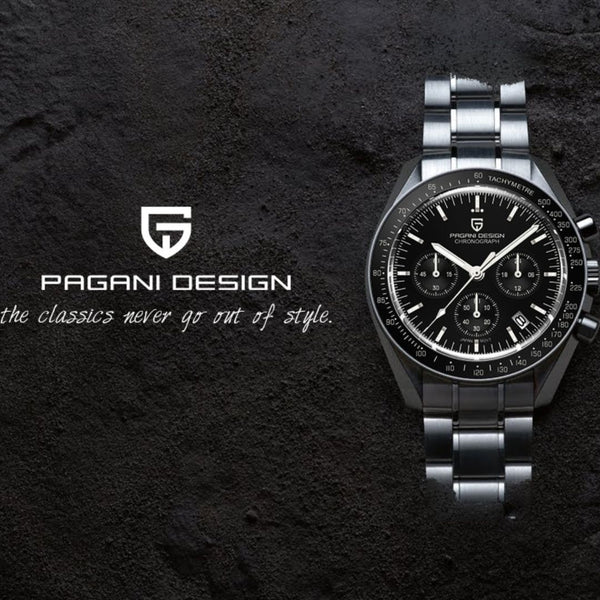 Montre tachymètre homme SPEEDMASTER MoonWatch V4 hommage Omega lunette fixe céramique - Couleurs Lagon