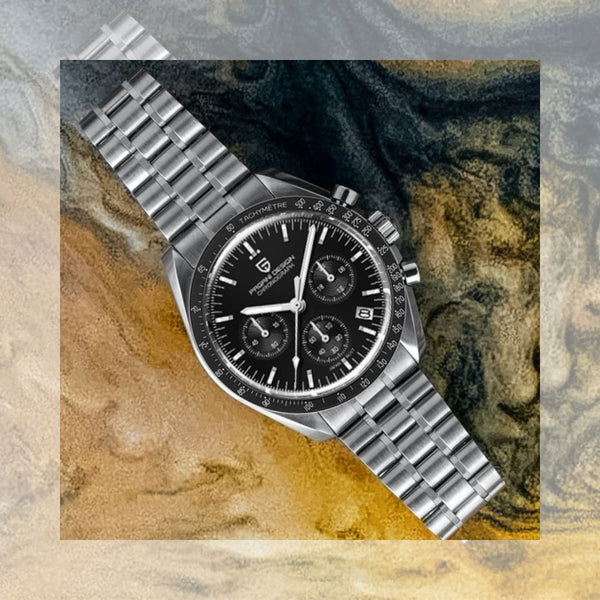 Montre tachymètre homme SPEEDMASTER MoonWatch V4 hommage Omega vue 23 - Couleurs Lagon